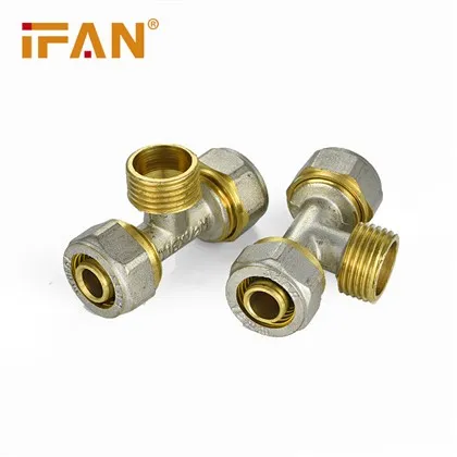 Männliches Kompressions-T-Stück aus Messing